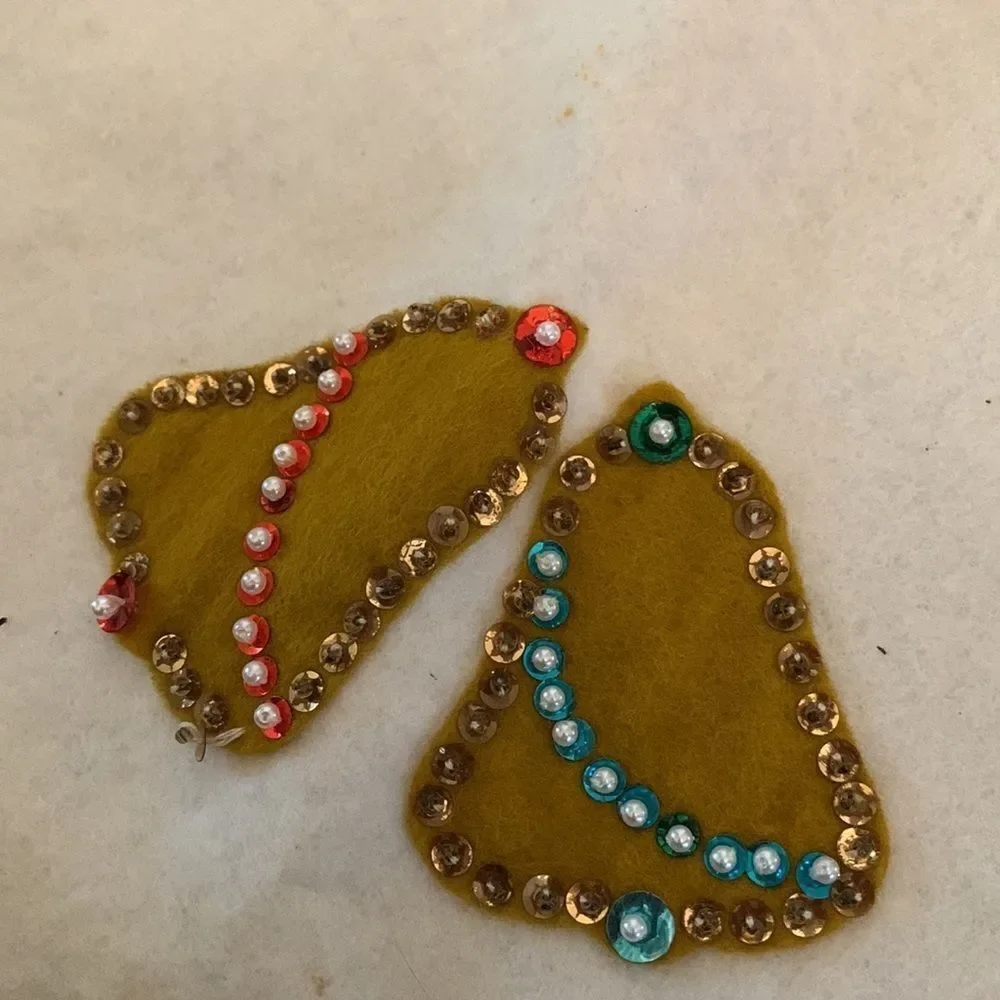 Vtg 60s felt beaded‎ & spangled Christmas tree skirt